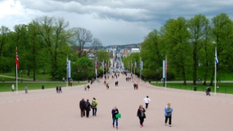 The view of downtown Oslo from the royal palace