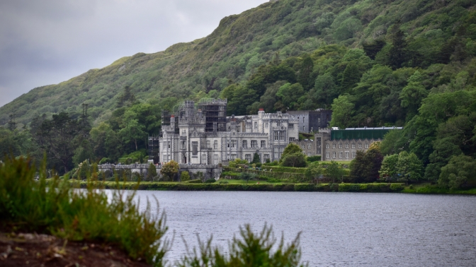 A parting view of Kylemore Abbey. This side hides most of repair scaffolding